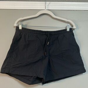 Dark gray tie-closure shorts